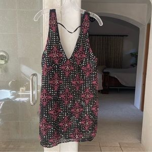 Embroidered Sequin Shift Dress